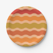 Retro 70er Orangengrün Groovves Waves Pappteller (Vorderseite)