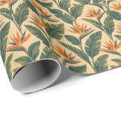 Retro 70er Paradiesvogel Tropisches Geschenkpapier (Rolleneckpunkt)