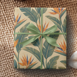 Retro 70er Paradiesvogel Tropisches Geschenkpapier