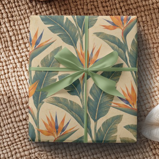 Retro 70er Paradiesvogel Tropisches Geschenkpapier