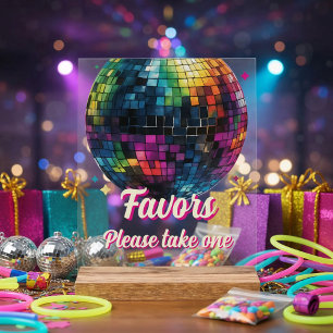 Retro 70er Party Disco Kugel Hochzeitsgunstgeschen Acrylschild