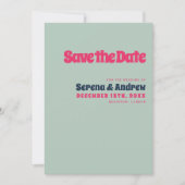 Retro 70er Pastel Blue Pink Groovy Typografy Foto Save The Date (Vorderseite)