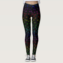 Retro 70er Pastel Rainbow Floral print auf schwarz Leggings