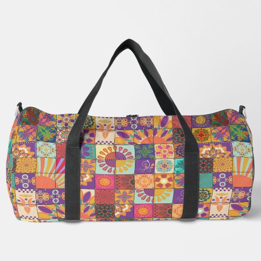 Retro 70er Patchwork Duffle Bag (Vorderseite)