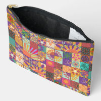 Retro 70er Patchwork Zippered Pouch