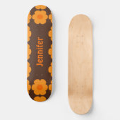 Retro 70er Personalisiert braun und orange Blüten Skateboard (Vorderseite)