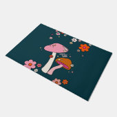 Retro 70er Pilze und Blume Navy Blue Fußmatte (Schrägansicht)