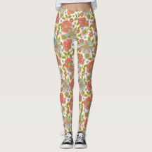 Retro 70er Pink Aqua Floral Leggings