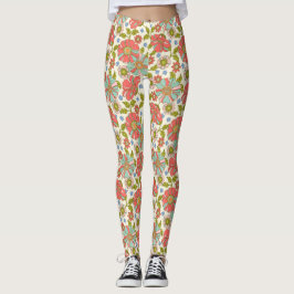 Retro 70er Pink Aqua Floral Leggings