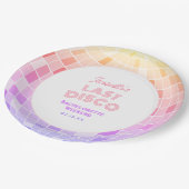 Retro 70er Pink Disco Ball Bachelorette Pappteller (Schrägansicht)