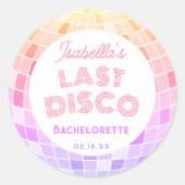 Retro 70er Pink Disco Ball Junggeselinnen-Abschied Runder Aufkleber (Vorderseite)