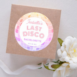 Retro 70er Pink Disco Ball Junggeselinnen-Abschied Runder Aufkleber