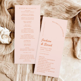 Retro 70er Pink und Orange Wedding Programm