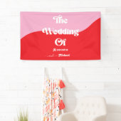 Retro 70er Pink und Red Neon Wedding Banner (Insitu)