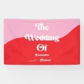 Retro 70er Pink und Red Neon Wedding Banner (Horizontal)