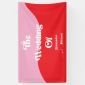 Retro 70er Pink und Red Neon Wedding Banner (Vertikal)