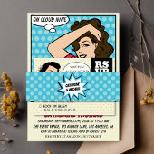 Retro 70er Pop Art Comic Book Wedding Blue Einladungsbanderole