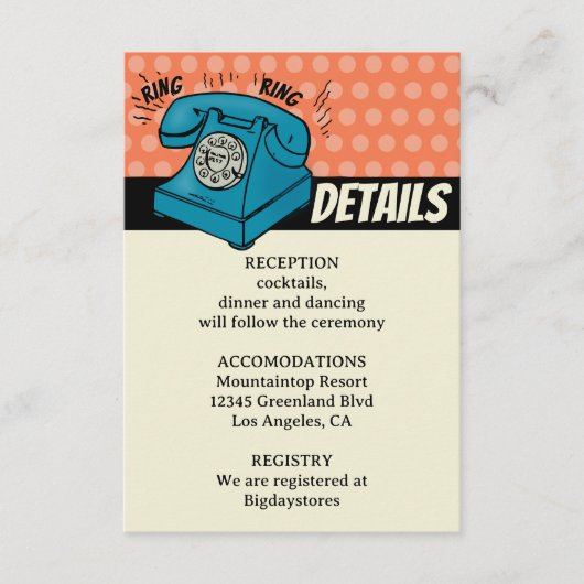 Retro 70er Pop Art Comic Book Wedding QR Code Begleitkarte (Vorderseite)