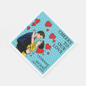 Retro 70er Pop Art Comic Romantische Fun Wedding Serviette (Ecke)