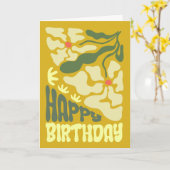 Retro 70er Psychedelic Groovy Blume Geburtstag Karte (Gelbe Blume)
