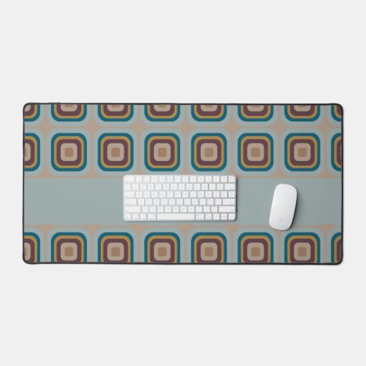 Retro 70er Quadrat Geometrisches Muster Personalis Schreibtischunterlage (Tastatur & Maus)