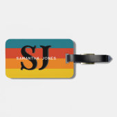 Retro 70er Rainbow Bold Stripes Initial Monogramm Gepäckanhänger (Rückseite horizontal)