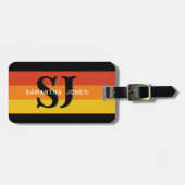 Retro 70er Rainbow Bold Stripes Initial Monogramm Gepäckanhänger (Vorderseite horizontal)