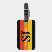 Retro 70er Rainbow Bold Stripes Initial Monogramm Gepäckanhänger (Vorderseite vertikal)
