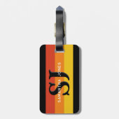 Retro 70er Rainbow Bold Stripes Initial Monogramm Gepäckanhänger (Rückseite vertikal)