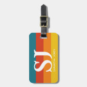 Retro 70er Rainbow Bold Stripes Initial Monogramm Gepäckanhänger (Vorderseite vertikal)