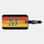 Retro 70er Rainbow Bold Stripes Initial Monogramm Gepäckanhänger (Rückseite horizontal)