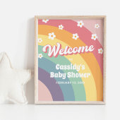Retro 70er Rainbow Daisy Baby Dusche Begrüßungszei Poster