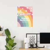 Retro 70er Rainbow Daisy Birthday Begrüßungszeiche Poster (Heimbüro)