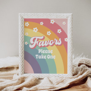 Retro 70er Rainbow Daisy Geburtstagsfavoriten Zeic Poster