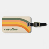 Retro 70er Rainbow Green Orange Personalisierter N Gepäckanhänger (Vorderseite horizontal)