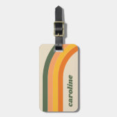 Retro 70er Rainbow Green Orange Personalisierter N Gepäckanhänger (Vorderseite vertikal)