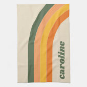 Retro 70er Rainbow Green Orange Personalisierter N Geschirrtuch (Vertikal)