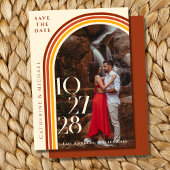 Retro 70er Rainbow Groovy Arch Foto Save The Date