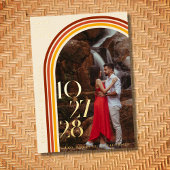 Retro 70er Rainbow Groovy Arch Foto Save the Date Folieneinladung
