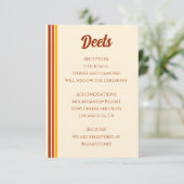 Retro 70er Rainbow Groovy Terracotta Orange Weddin Begleitkarte (Stehend Vorderseite)