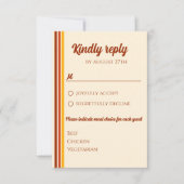 Retro 70er Rainbow Groovy Terracotta Orange Weddin RSVP Karte (Vorderseite)