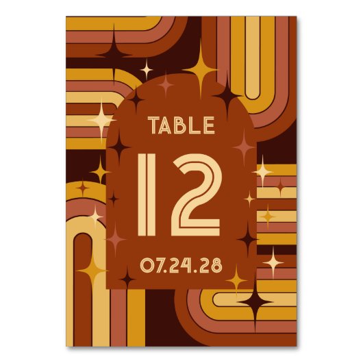 Retro-70er-Rainbow-Hochzeit Tischnummer (Vorderseite)