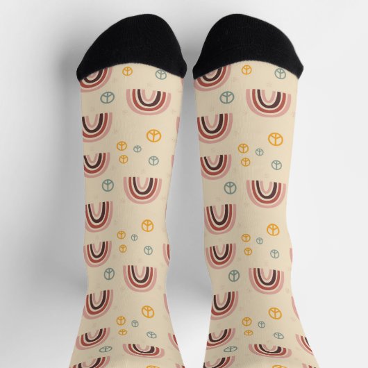 Retro 70er Rainbow Peace Sign Socken (Oben)