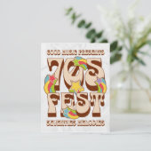 Retro 70er Rainbow Star Festival Feiertagskarte (Stehend Vorderseite)