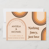 Retro 70er Rainbows Minimalistisch Brown Arch Boho Save The Date (Vorderseite)