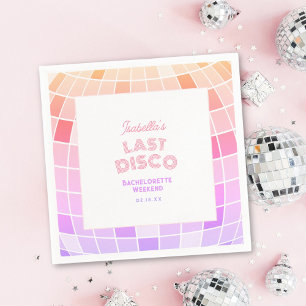 Retro 70er Rosa Disco-Kugel Junggesellinnenabschie Serviette