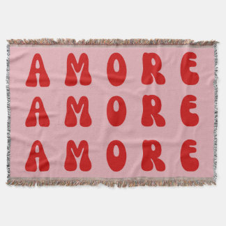 Retro 70er Rosa und Rote AMORE Bubble-Schrift Decke