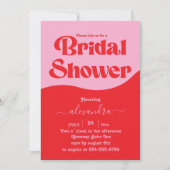 Retro 70er Rosa und Rote Neon Bridal Einladung (Vorderseite)