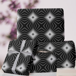 Retro-70er-Schwarz-weißes geometrisches Umschlagpa Geschenkpapier