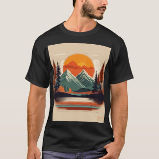 Retro 70er Sonnenuntergang Berg Canvas | Vintage N T-Shirt